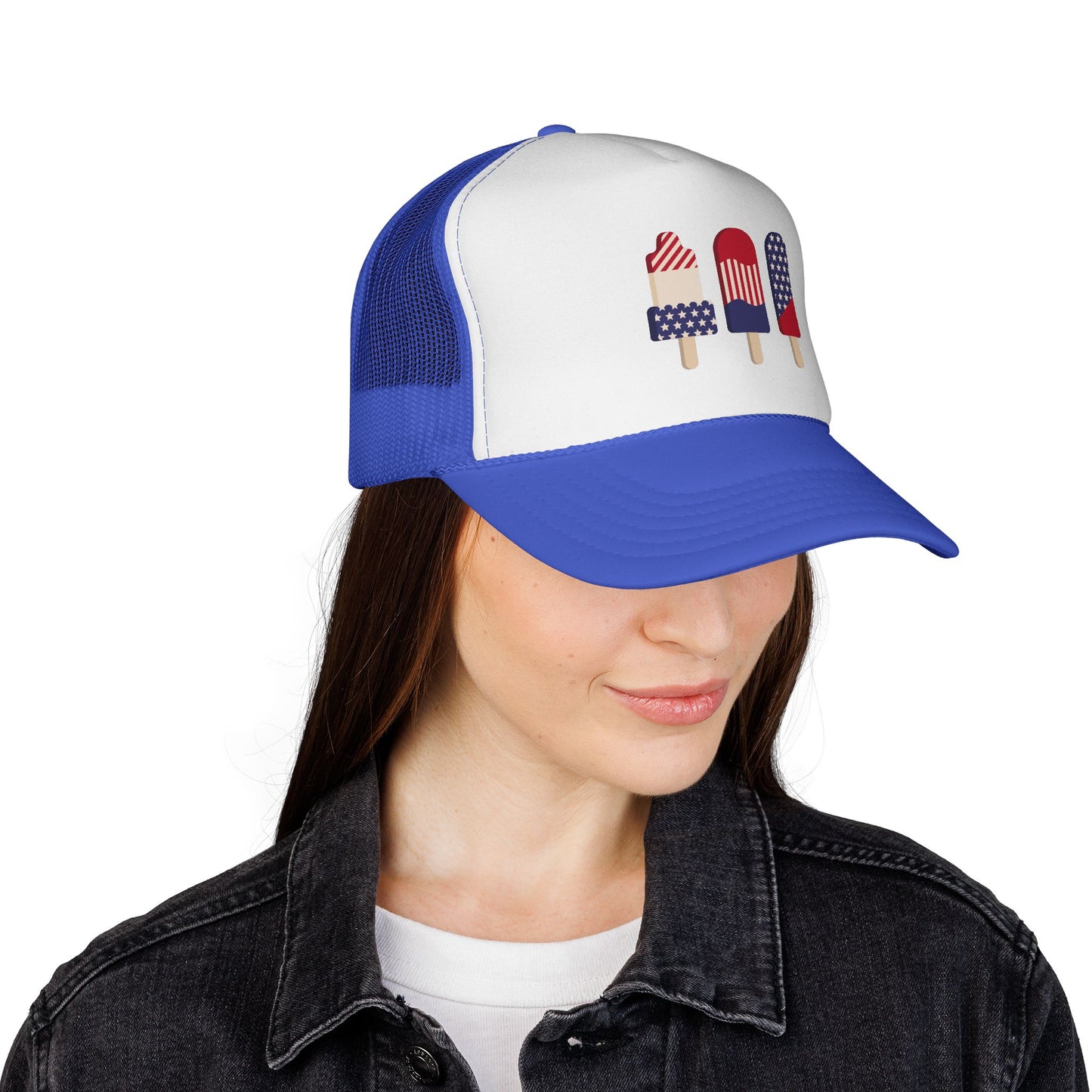Patriotic Popsicle Trucker Cap | Fun Summer Hat for BBQs & Fireworks, Ideal for Festivals, Independence Day, and Outdoor Activities