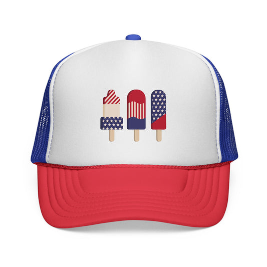 Patriotic Popsicle Trucker Cap | Fun Summer Hat for BBQs & Fireworks, Ideal for Festivals, Independence Day, and Outdoor Activities