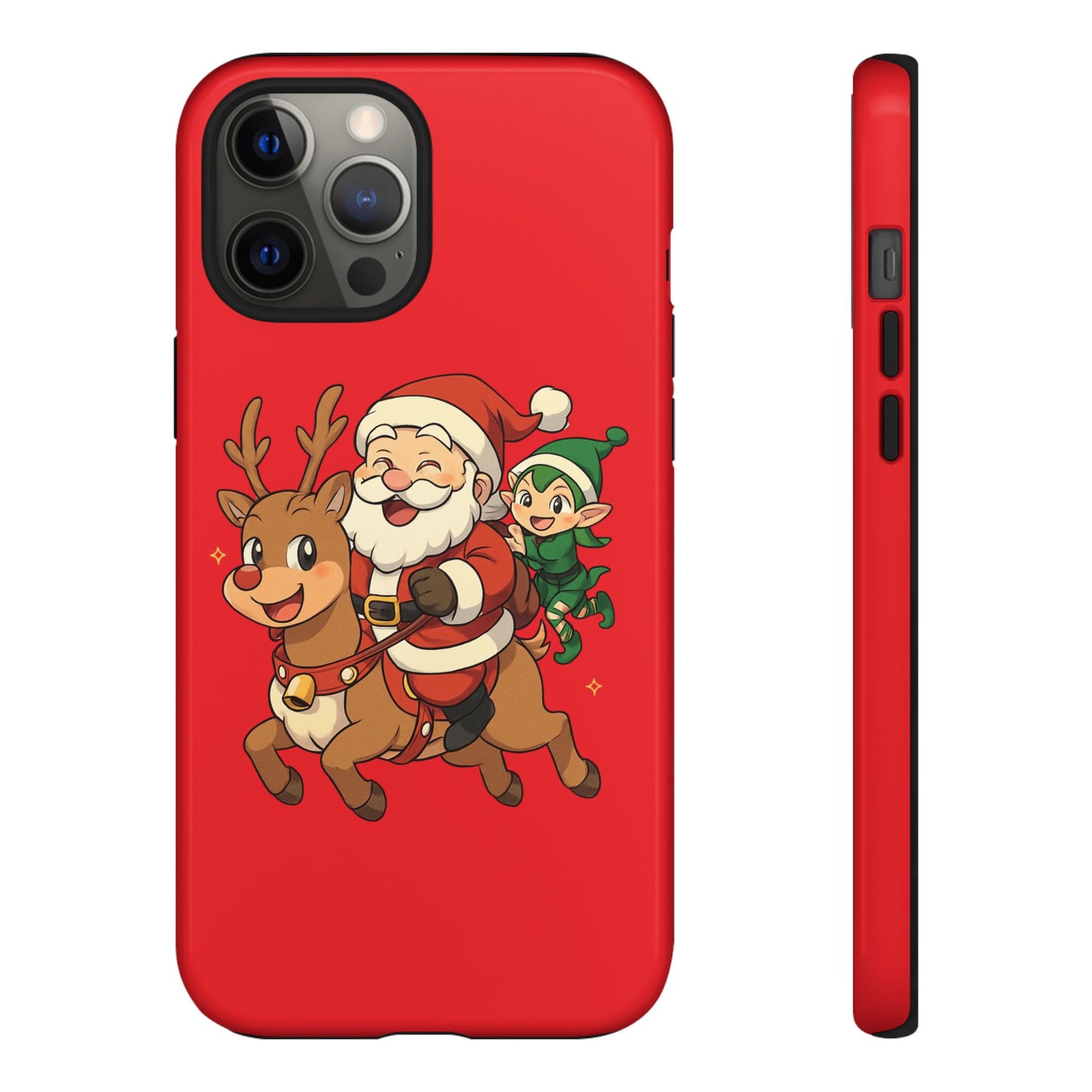Santa & Elf Holiday Phone Case, Cute Christmas Cover, Tough Case for Holiday Cheer, Festive Gift, Santa Phone Accessories
