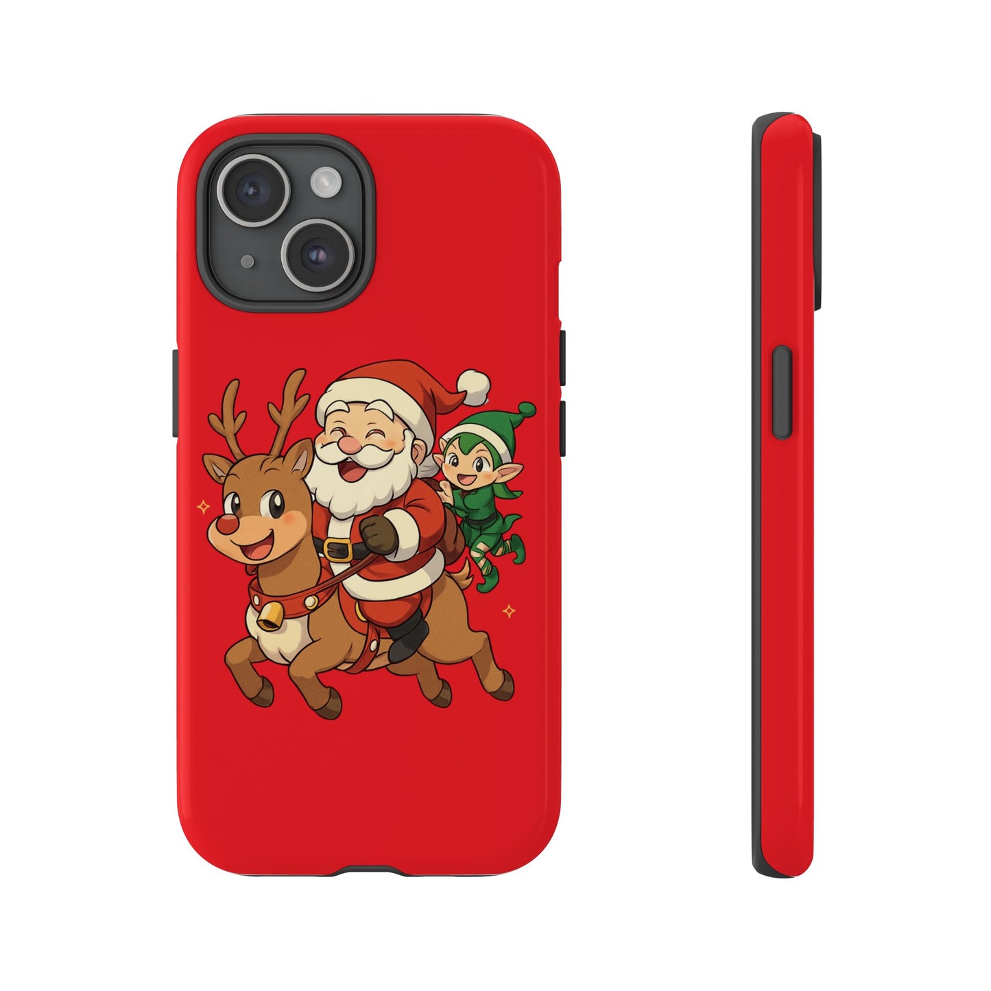 Santa & Elf Holiday Phone Case, Cute Christmas Cover, Tough Case for Holiday Cheer, Festive Gift, Santa Phone Accessories