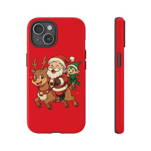 Santa & Elf Holiday Phone Case, Cute Christmas Cover, Tough Case for Holiday Cheer, Festive Gift, Santa Phone Accessories