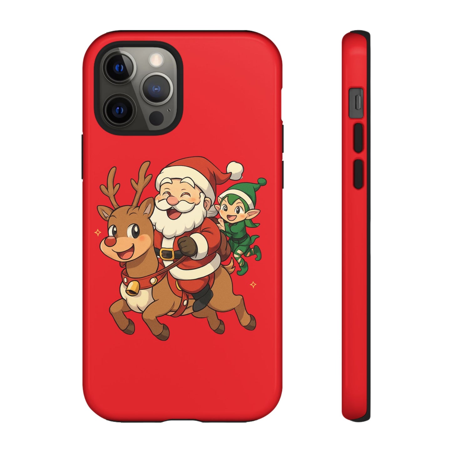 Santa & Elf Holiday Phone Case, Cute Christmas Cover, Tough Case for Holiday Cheer, Festive Gift, Santa Phone Accessories